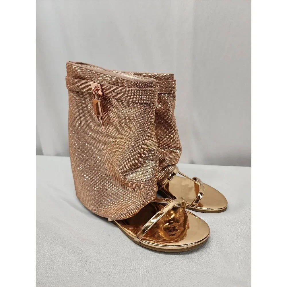 Cape Robbin Size 7 Rose Gold SHILOHA Ladies Sandals Rhinestone